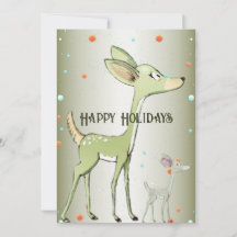 Kerstgroet Groene Herten Feestdagen Schattig