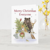 Kerstgroet - Het verzamelen van de kerstboom! Kaart (Gele Bloem)