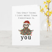 Kerstgroet Ik wens je een blije luiaard kaart (Gele Bloem)