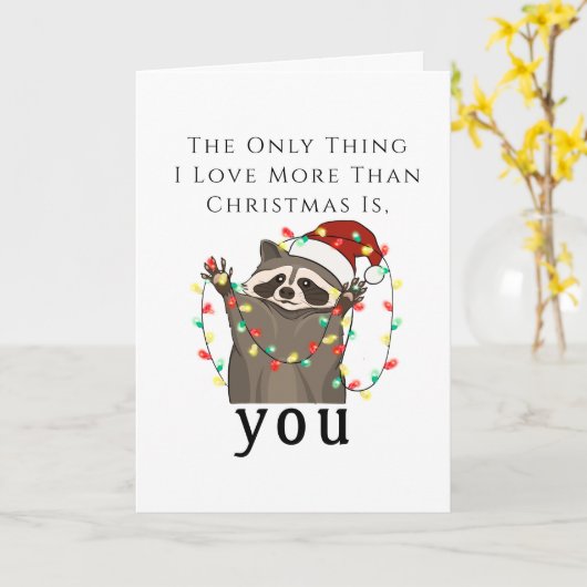 Kerstgroet Ik wil je graag wilde racoon Ca Kaart (Gele Bloem)