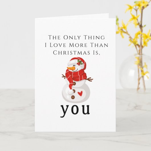 Kerstgroet Ik wil je Snowman Kaart (Gele Bloem)