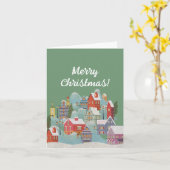 Kerstgroet in de winterstad kaart (Gele Bloem)