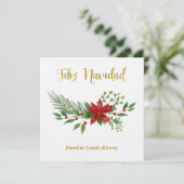 Kerstgroet in het Spaans met bloemontwerp Feestdagenkaart (Staand voorkant)