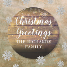Kerstgroet in landelijke houten letters met famili