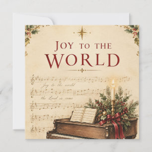 Kerstgroet in vintage stijl, klassieke muziek kaart