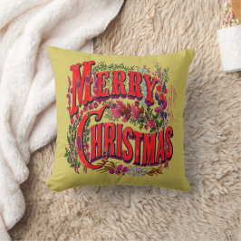 Kerstgroet in vintage stijl kussen