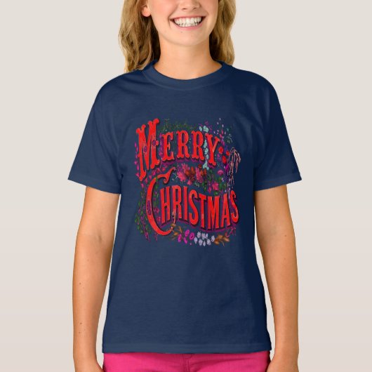 Kerstgroet in vintage stijl t-shirt (Voorkant)