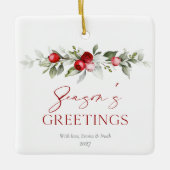 Kerstgroet in waterverf keramisch ornament (Voorkant)