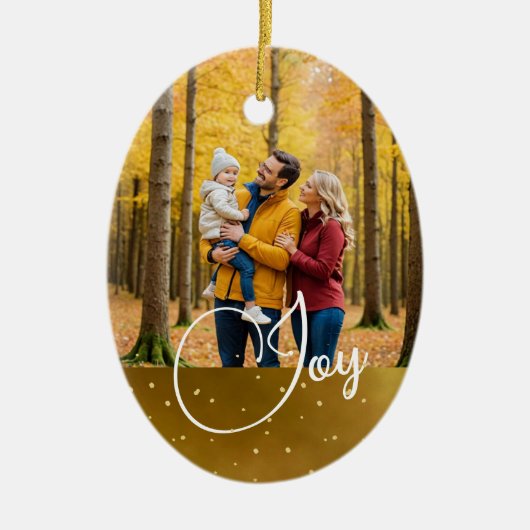 Kerstgroet Joy Photo Gold Spots Keramisch Ornament (Voorkant)