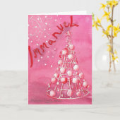 Kerstgroet kaart met roze kerstboom (Gele Bloem)