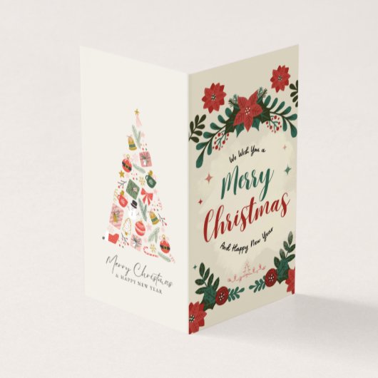 Kerstgroet Kaart Off-Wit Design (Buitenkant)