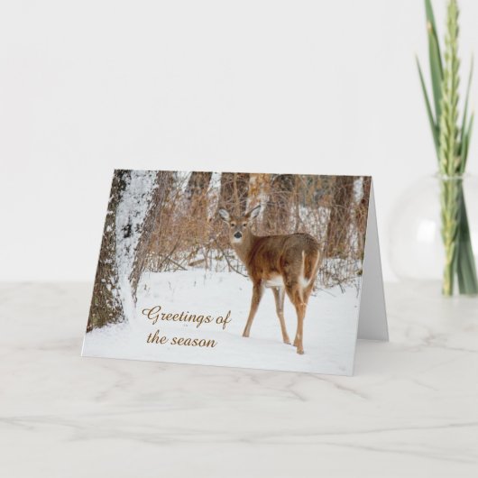 Kerstgroet Kerstkaart met Witte Staart Hert Feestdagen Kaart (Voorkant)