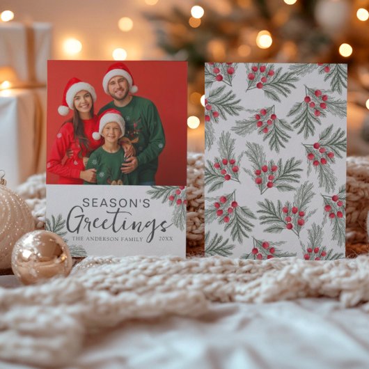 Kerstgroet Kerstkrans Foto Feestdagenkaart