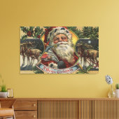 kerstgroet, kerstman en rendier canvas afdruk (Insitu (Woonkamer))