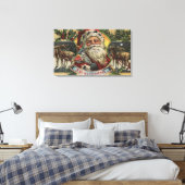 kerstgroet, kerstman en rendier canvas afdruk (Insitu (Slaapkamer))