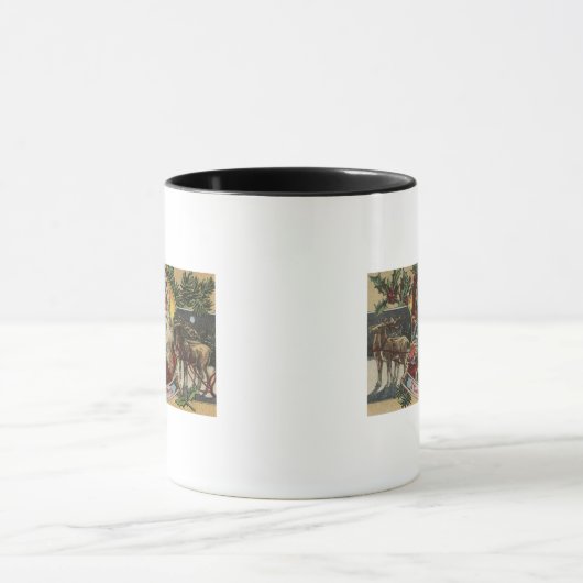 kerstgroet, kerstman en rendier mok (Midden)