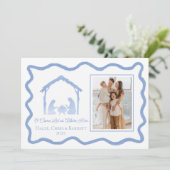 Kerstgroet Kerstmis, Vakantie Familiefoto Feestdagenkaart (Staand voorkant)