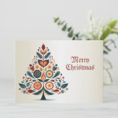 Kerstgroet Kleurrijke Tree Folk Art Feestdagenkaart (Staand voorkant)