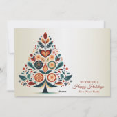 Kerstgroet Kleurrijke Tree Folk Art Feestdagenkaart (Achterkant)