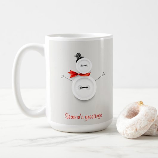 Kerstgroet Knopen Sneeuwman Kerstmok Koffiemok (Met donut)