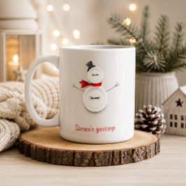 Kerstgroet Knopen Sneeuwman Kerstmok Koffiemok
