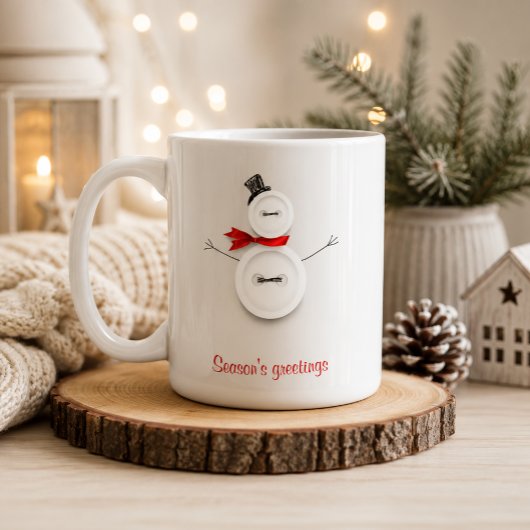 Kerstgroet Knopen Sneeuwman Kerstmok Koffiemok