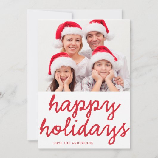 Kerstgroet Lettering Rood Multi Foto Feestdagenkaart (Voorkant)