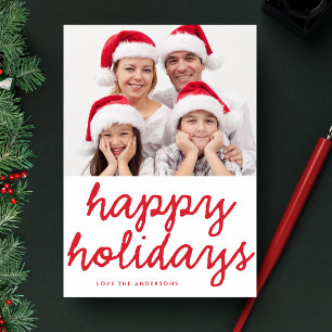 Kerstgroet Lettering Rood Multi Foto Feestdagenkaart