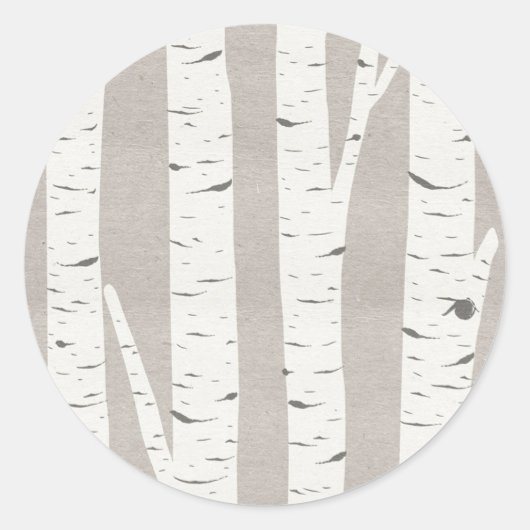 Kerstgroet Licht en Mooie Berk Ronde Sticker (Voorkant)