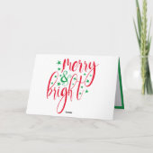 Kerstgroet Merry and Bright Rood Groen  Kaart (Achterkant)