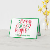 Kerstgroet Merry and Bright Rood Groen  Kaart (Gele Bloem)