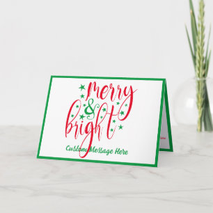 Kerstgroet Merry en Bright Red Green Kaart