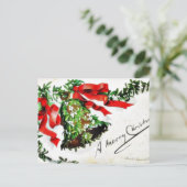 Kerstgroet met bel met linten feestdagenkaart (Staand voorkant)