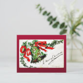 Kerstgroet met bel met linten feestdagenkaart (Staand voorkant)