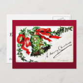 Kerstgroet met bel met linten feestdagenkaart (Voorkant / Achterkant)