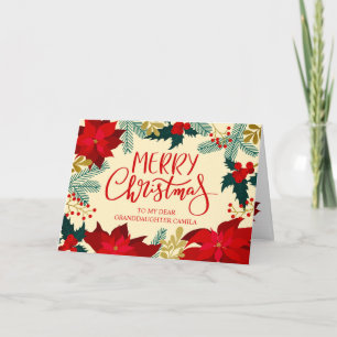 Kerstgroet met bloemen en hulst aan kleindochter kaart