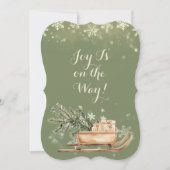 Kerstgroet met dennenboom op auto feestdagenkaart (Voorkant)