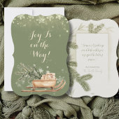 Kerstgroet met dennenboom op auto feestdagenkaart