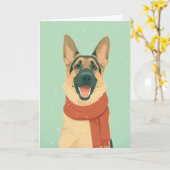 Kerstgroet met Duitse Herder Kaart (Gele Bloem)