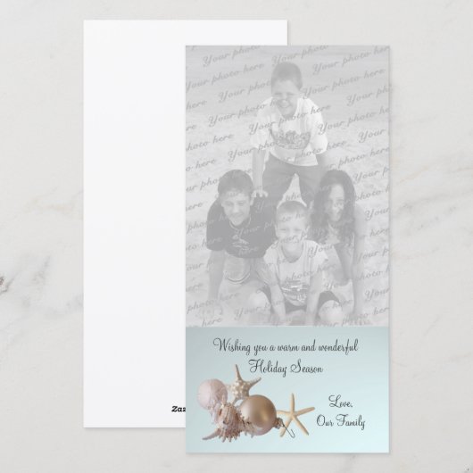 Kerstgroet met schelpen feestdagenkaart (Voorkant / Achterkant)