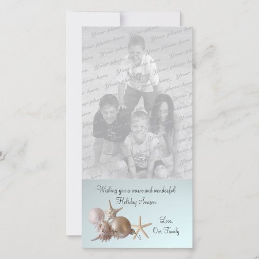 Kerstgroet met schelpen feestdagenkaart (Voorkant)