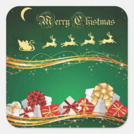Kerstgroet met Sinterklaas & Rendieren Vierkante Sticker