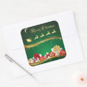 Kerstgroet met Sinterklaas & Rendieren Vierkante Sticker (Envelop)