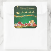 Kerstgroet met Sinterklaas & Rendieren Vierkante Sticker (Tas)