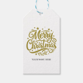 Kerstgroet met sterren cadeaulabel
