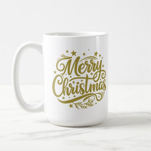Kerstgroet met sterren koffiemok (Links)