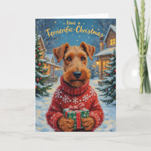 Kerstgroet met Terrier-ific Airedale Terrier Kaart