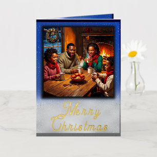 Kerstgroet met warme appelcider folie wenskaart