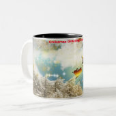 Kerstgroet oma tweekleurige koffiemok (Voorkant links)