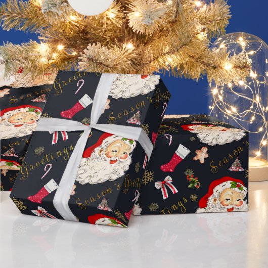 kerstgroet op zwart cadeaupapier (Feestdagen)